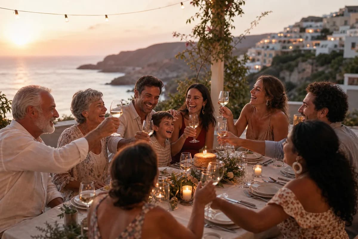 Travellers sharing a celebration